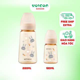 Bình Sữa PPSU Hàn Quốc Mother-K 180ml/280ml (Xanh /Kem/Họa tiết)