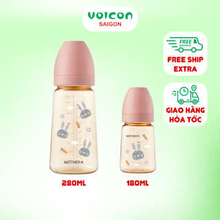 Bình Sữa PPSU Hàn Quốc Mother-K 180ml/280ml (Xanh /Kem/Họa tiết)