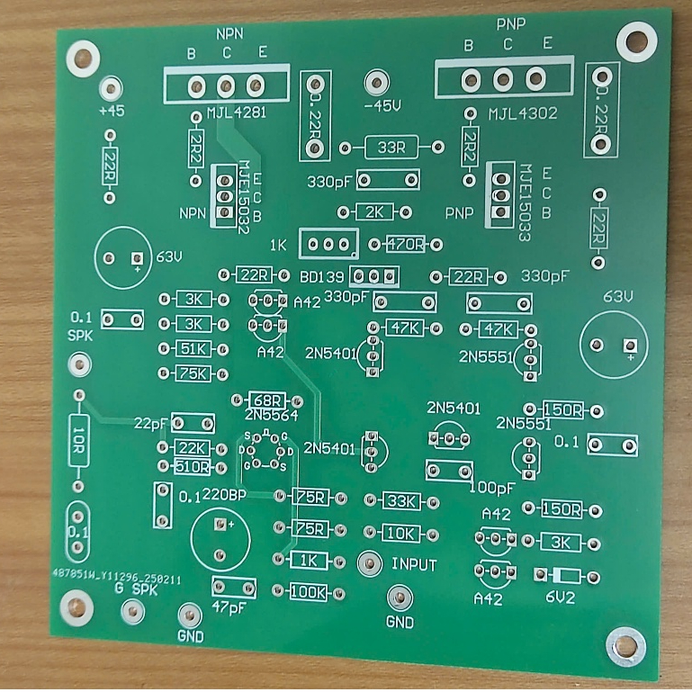 H09 Mạch khuếch đại công suất, đầu vào jfet 2N5564, đầu ra BJT (02 pcb ...