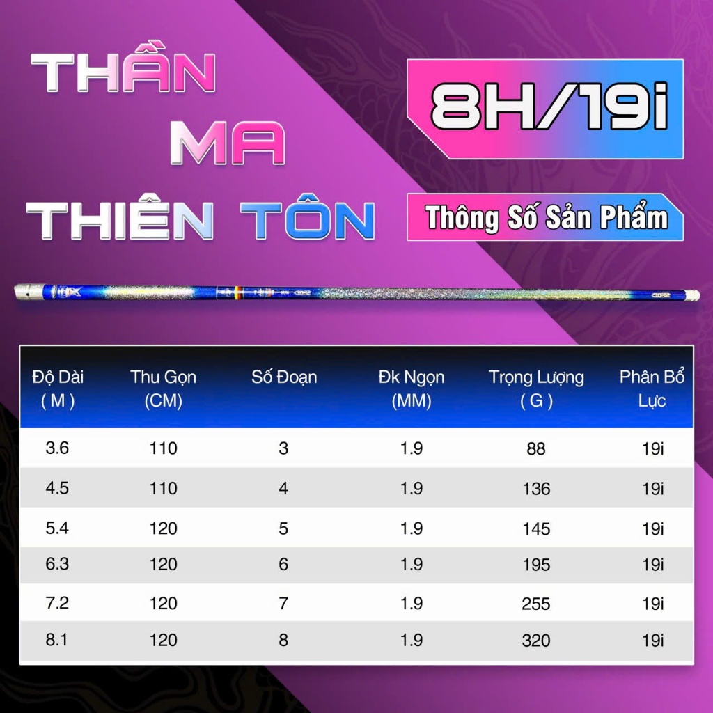 Cần câu đài 8H Thần Ma Thiên Tôn chính hãng chuyên săn hàng (tải cá 8-15kg) câu đơn, câu đài với rất nhiều quà tặng