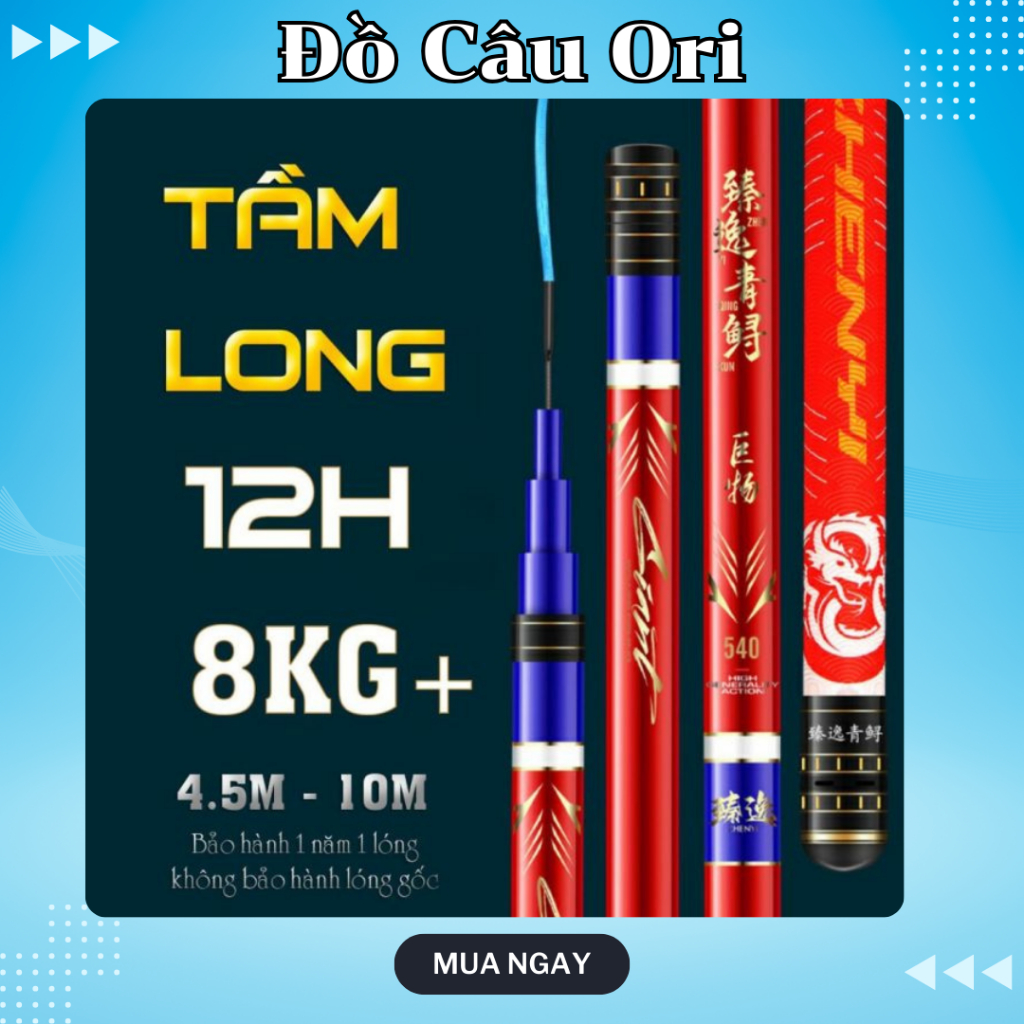 [Bảo Hành Trọn Đời 1 Lóng Bất Kỳ] Cần câu đài Săn Hàng TẦM LONG 12H chất liệu carbon 46T nhiều lớp tặng kèm ngọn phụ
