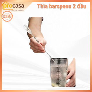 Thìa barpoons 2 đầu inox - muỗng khuấy 2 đầu dùng cho pha chế