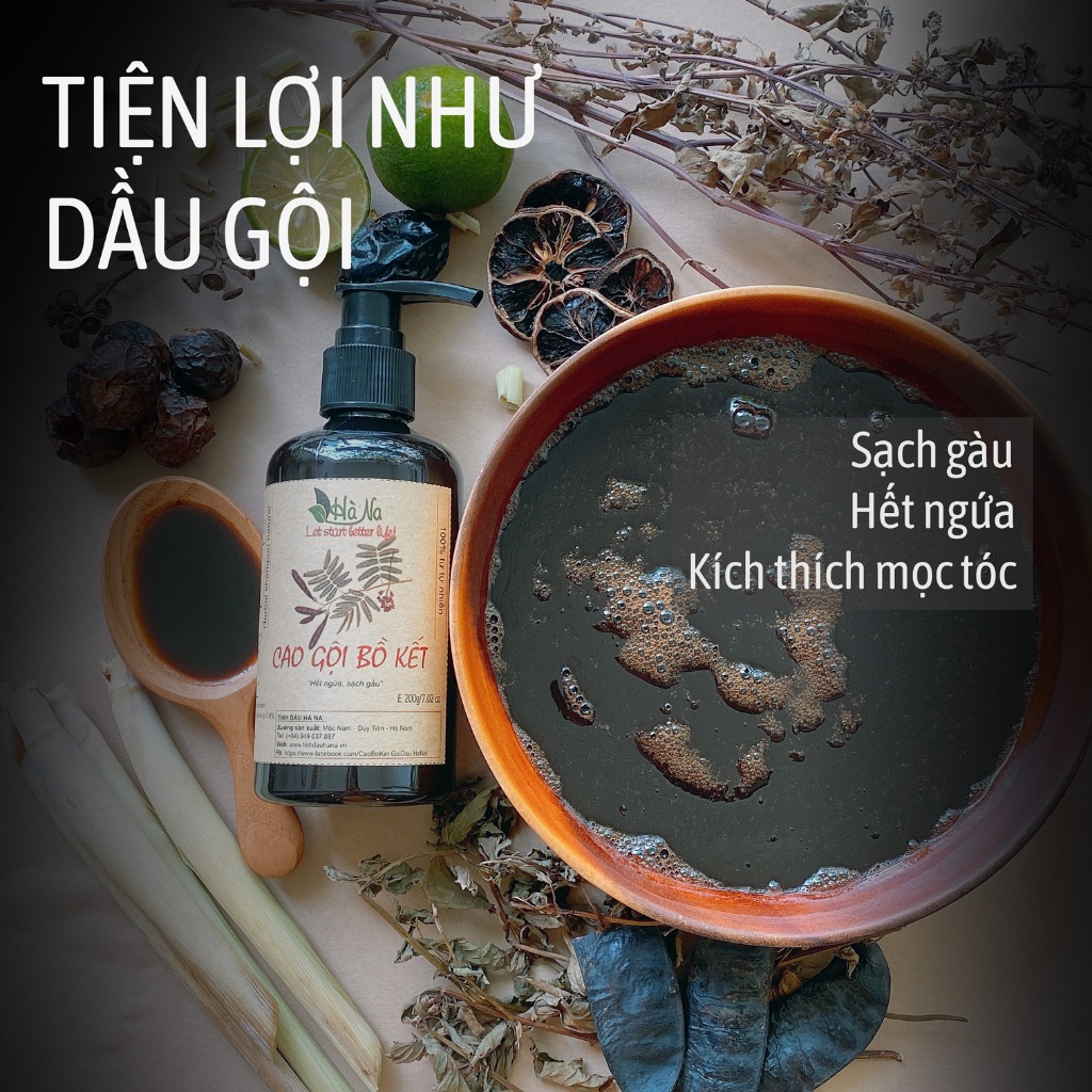 Dầu Gội Cao Bồ Kết Nguyên Chất 100%  – Ngăn Rụng Tóc, Kích Mọc Tóc, Giảm Gàu, Dưỡng Tóc Óng Mượt