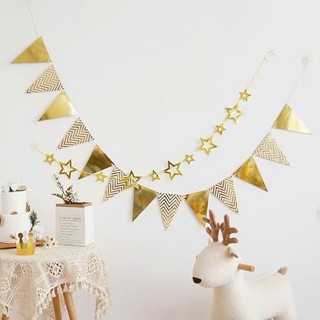 Dây Cờ Tam Giác Ép Kim Dây Dài 1.5M Trang Trí Sinh Nhật Kỷ Yêu Khai Trương Loại Đẹp Yến Nhi Shop