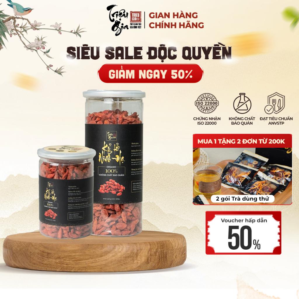 Ảnh Kỷ tử đỏ sấy khô Triệu Gia cao cấp giúp cải thiện thị lực, đẹp da, đảm bảo an toàn vệ sinh thực phẩm 1