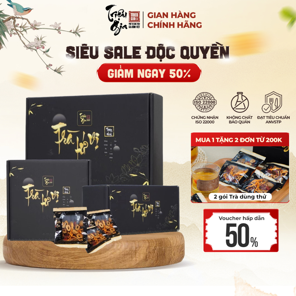 Ảnh Set trà thảo mộc Triệu gia tứ vị giúp ngủ ngon, đẹp da, trà đông trùng hạ thảo tăng cường sức khỏe 1