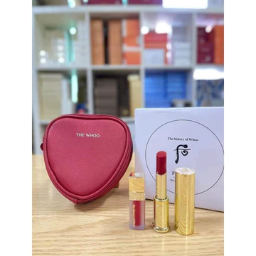Sét Son Dưỡng Whoo màu đỏ rượu lên môi mềm màu khử thâm Whoo Glow Lip Balm