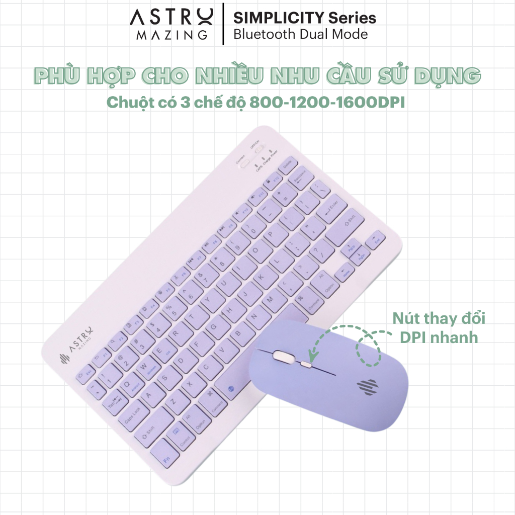 Ảnh Combo chuột và bàn phím AstroMazing bluetooth không dây size mini cho máy tính bảng, tablet 2