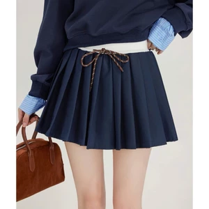 Chân váy xếp ly dáng ngắn cạp chun màu xanh than basic hottrend hàng cao cấp DELIZ CV31