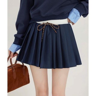 Chân váy xếp ly dáng ngắn cạp chun màu xanh than basic hottrend hàng cao cấp DELIZ CV31