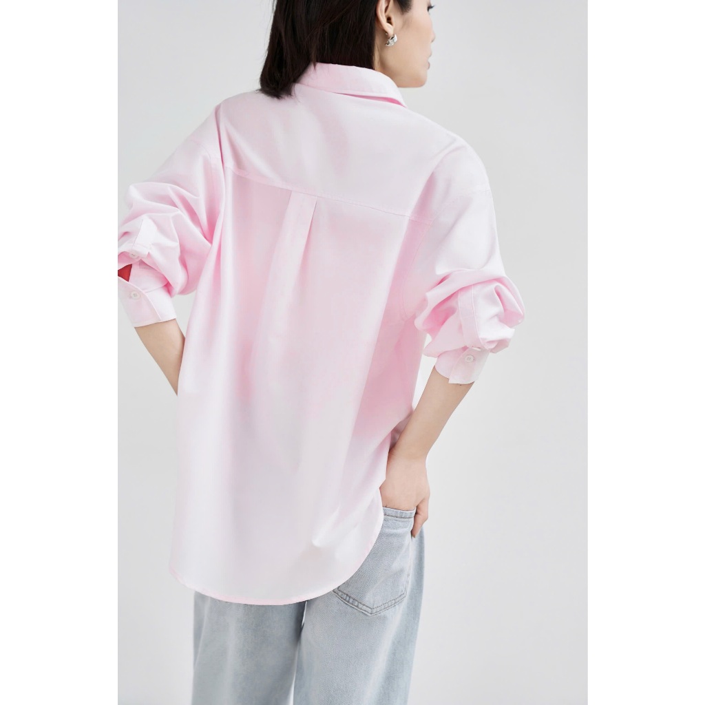 Ảnh Áo sơ mi nữ GILLEE dáng oversized, sơ mi form rộng vải kate Mỹ Hồng pastel chống nhăn tốt FAS293 2