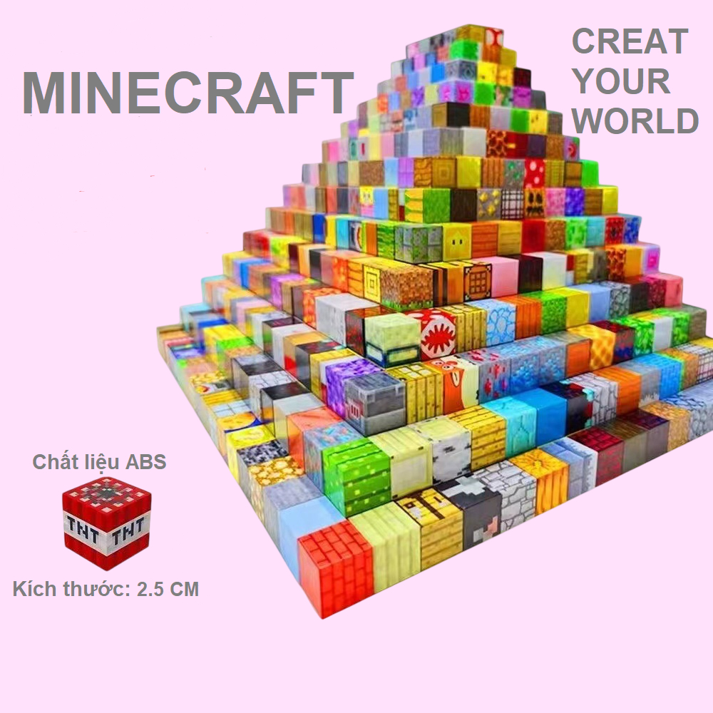 Ảnh Khối MineCraft 2.5cm - Khối nam châm xếp hình, xây dựng cho bé phát huy sự sáng tạo 1