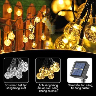 OOKAS Dây đèn led trang trí năng lượng mặt trời，Bóng pha lê năng lượng mặt trời chống nước