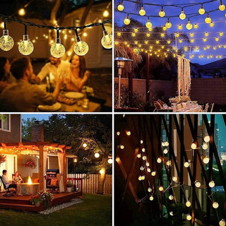 OOKAS Dây đèn led trang trí năng lượng mặt trời，Bóng pha lê năng lượng mặt trời chống nước