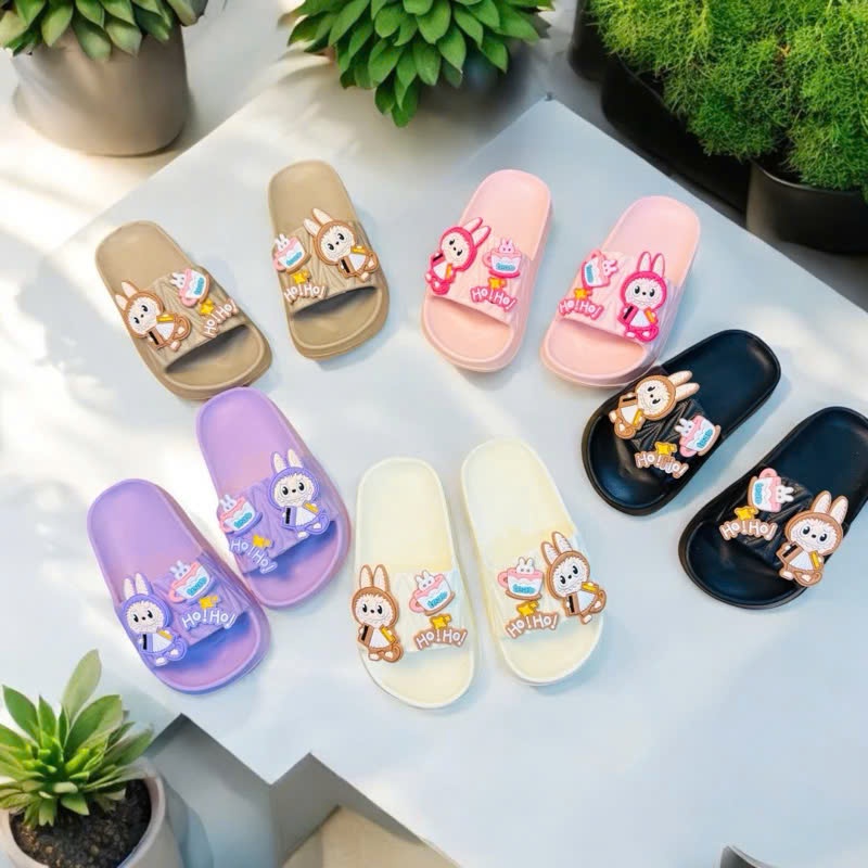 Dép bánh mì chống trơn thời trang cho bé trai bé gái hình thỏ labubu đánh đàn siêu nhẹ mềm
