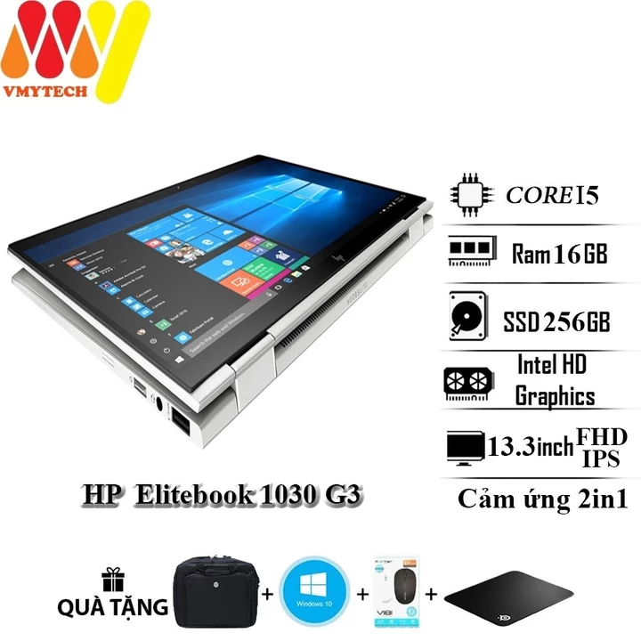 HP Elitebook X360 1030 G3, Core i5-8350U, Ram 16GB, SSD 256GB, 13.3inch FHD IPS cảm ứng xoay 360 độ