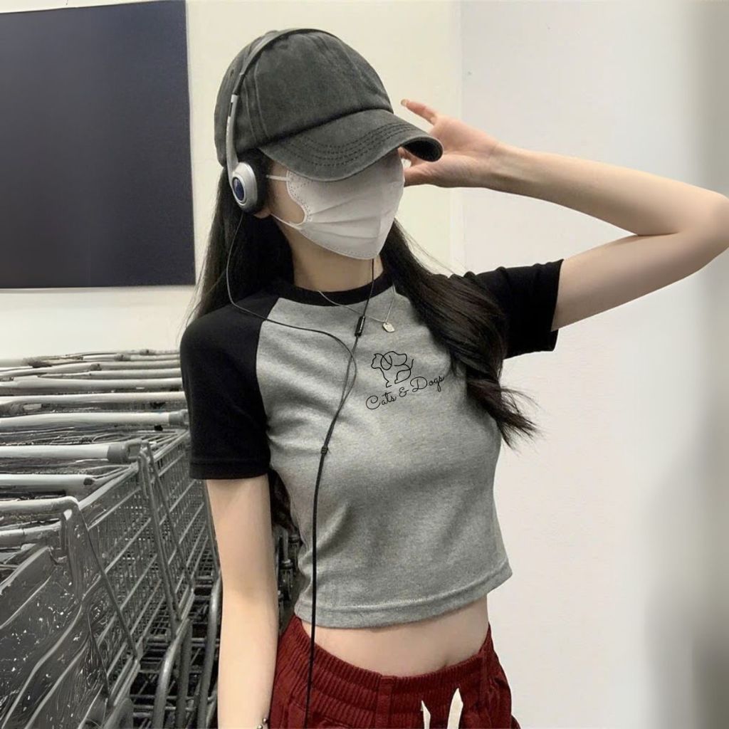 Ảnh Áo croptop nữ 𝐋𝐎𝐙𝐀 chất liệu cotton màu phối - Mã G0296 3