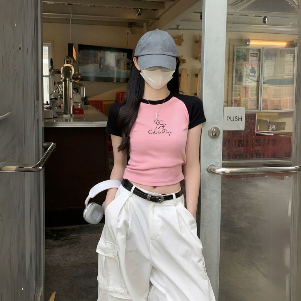 Ảnh Áo croptop nữ 𝐋𝐎𝐙𝐀 chất liệu cotton màu phối - Mã G0296 1