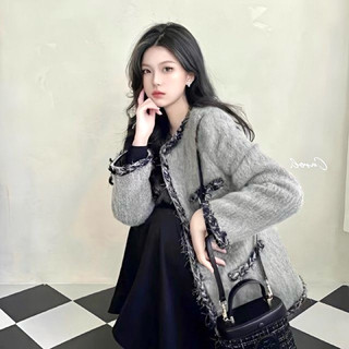 Áo khoác dạ tweet dệt len dáng rộng 4 túi cao cấp sang trọng mẫu mới thu đông