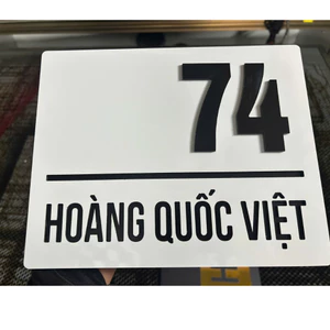 BẢNG, BIỂN SỐ NHÀ. Alcorest + nền alu trắng chữ đen