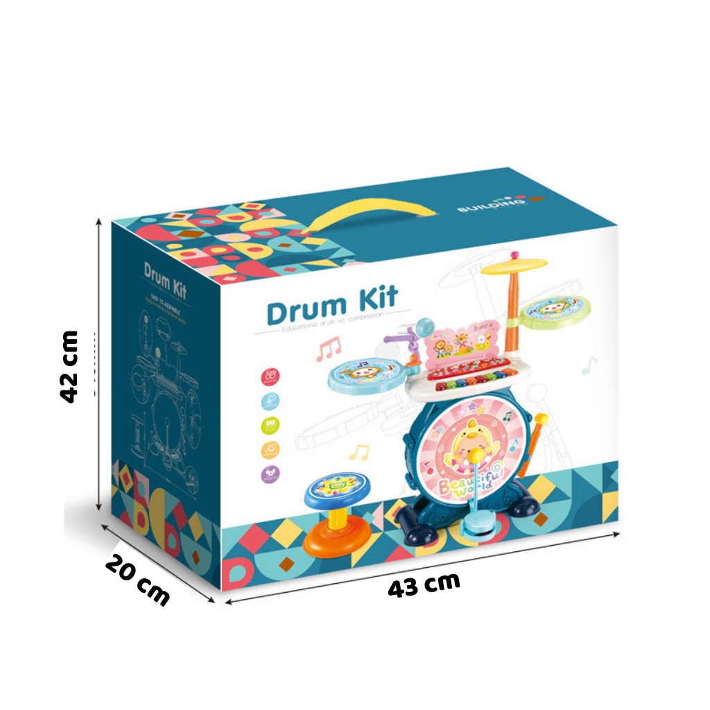 Bộ Trống Đồ Chơi Kèm Đàn Cho Bé Cỡ Lớn Nhiều Chức Năng Có Đèn Có Nhạc Mic - Đồ Chơi Cho Bé PUKAPI