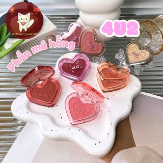 [4U2] Phấn Má Hồng 4U2 Đơn Sắc Trái Tim, Tone Màu Tự Nhiên, Heart Blush, 3.4g (HWB)