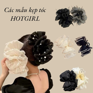 Các mẫu kẹp tóc nhiều lớp họa tiết xinh xắn tiểu thư cho chị em