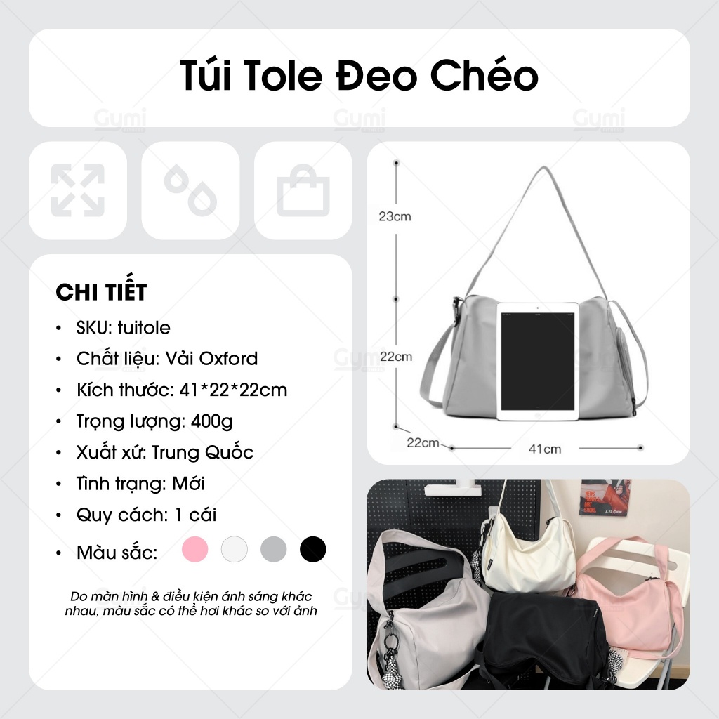 Túi Tole Du Lịch Đeo Chéo Thể Thao - Túi Tote Kèm Ngăn Để Giày, Chống Thấm Nước - Thời Trang Nam Nữ - TuiTole