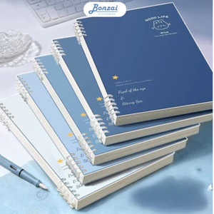 Sổ vở còng Blue Good Life khuyết còng dễ viết, tập vở học sinh sinh viên, sổ planer + Ruột Giấy BONZAI