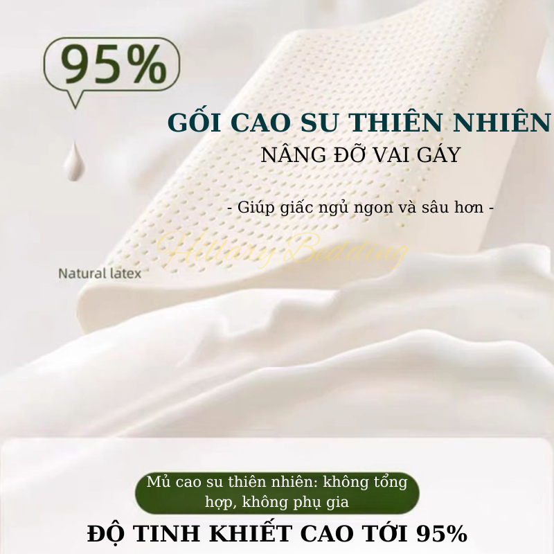 Gối cao su thiên nhiên chống đau mỏi cổ vai gáy, thoáng khí, bảo vệ giấc ngủ kích thước 30x50,35x55, 40x60