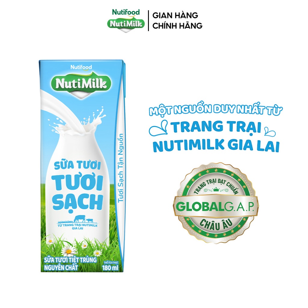 Ảnh NutiMilk Sữa Tươi Tươi Sạch Hộp 180ml Thùng 24 Hộp (180ml x 24 hộp) 4