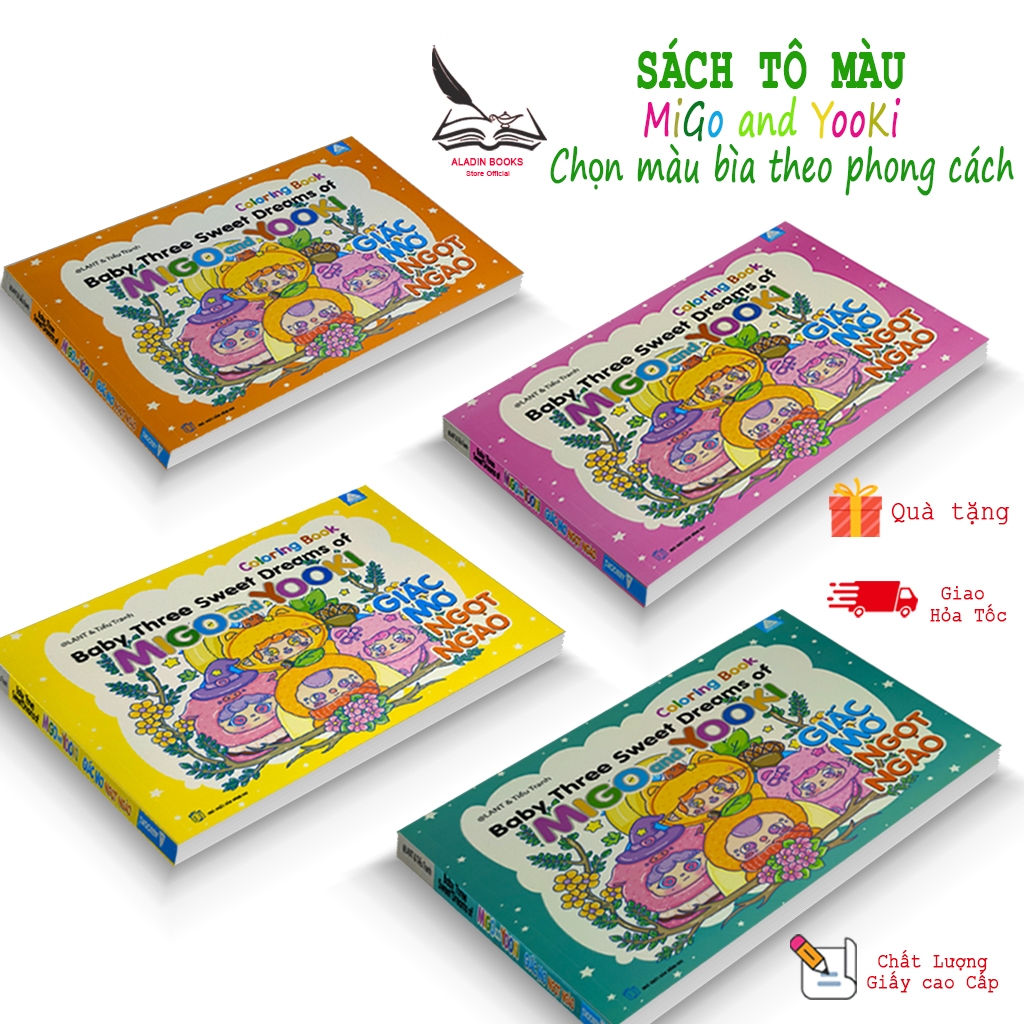 Sách- Tô Màu Baby Three Sweet Dreams Of  Migo And Yooki - Chọn Màu Bìa Theo Phong Cách  Kèm Quà Tặng
