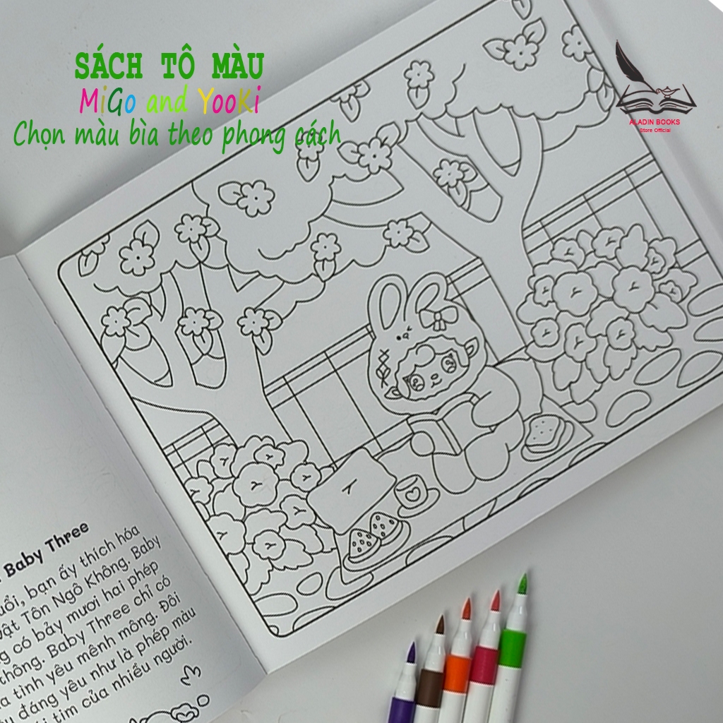 Sách- Tô Màu Baby Three Sweet Dreams Of  Migo And Yooki - Chọn Màu Bìa Theo Phong Cách  Kèm Quà Tặng