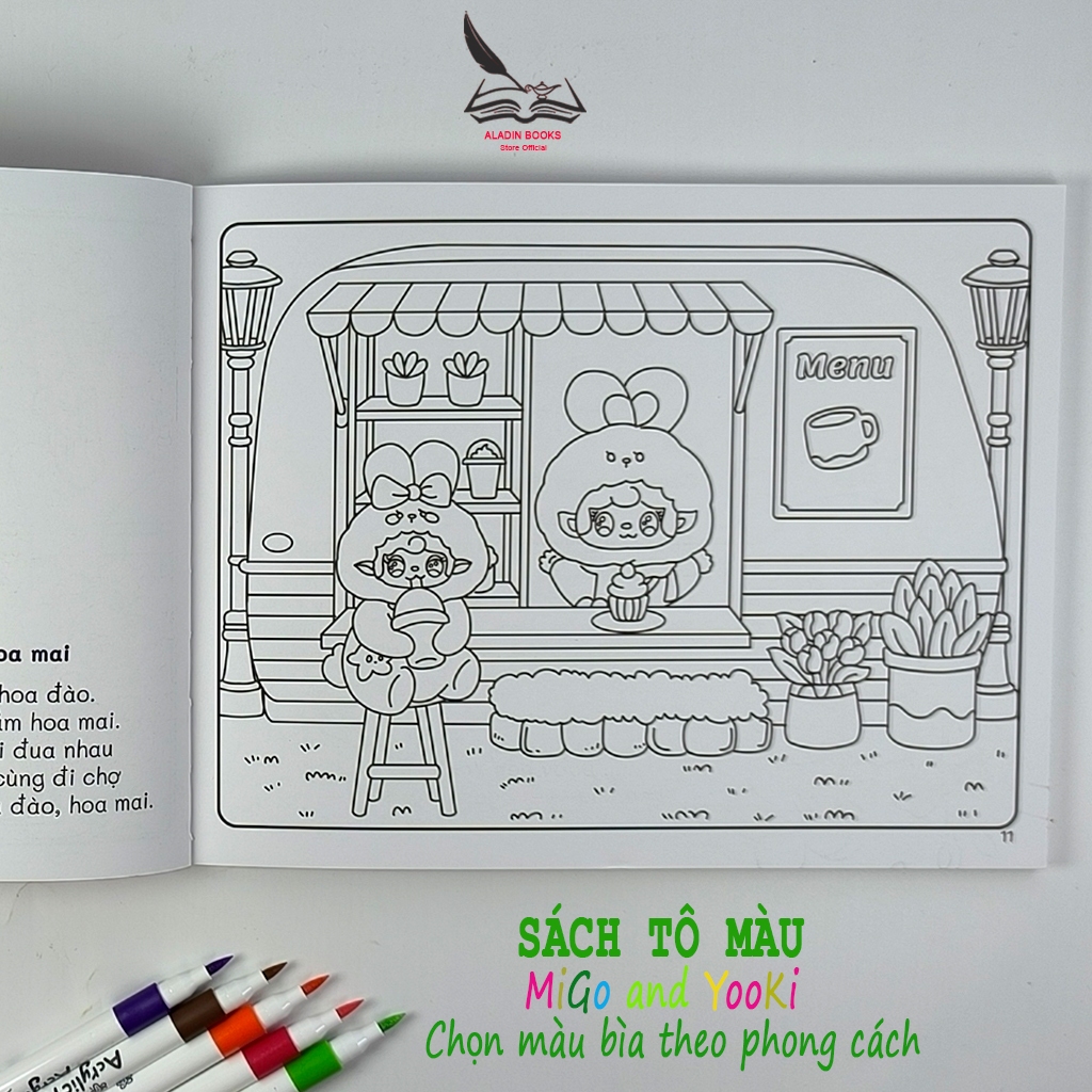 Sách- Tô Màu Baby Three Sweet Dreams Of  Migo And Yooki - Chọn Màu Bìa Theo Phong Cách  Kèm Quà Tặng