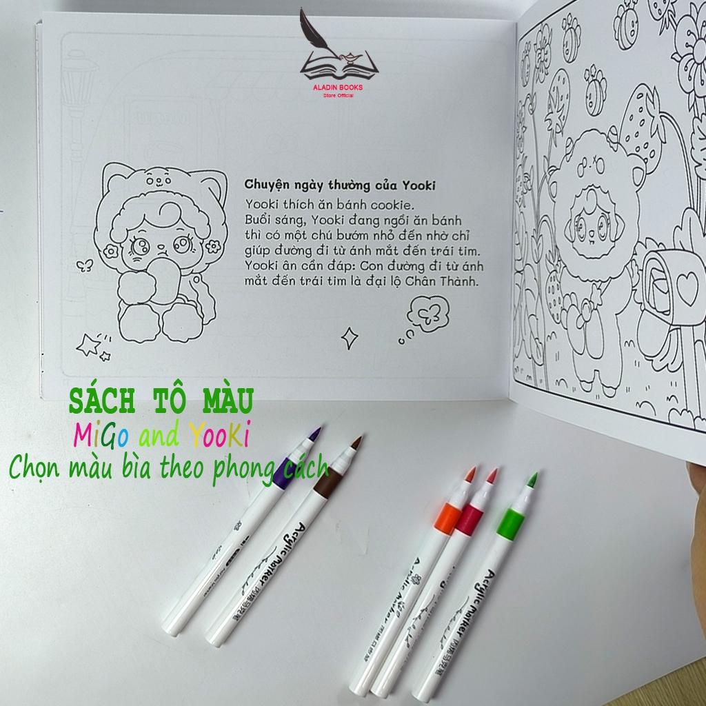 Sách- Tô Màu Baby Three Sweet Dreams Of  Migo And Yooki - Chọn Màu Bìa Theo Phong Cách  Kèm Quà Tặng