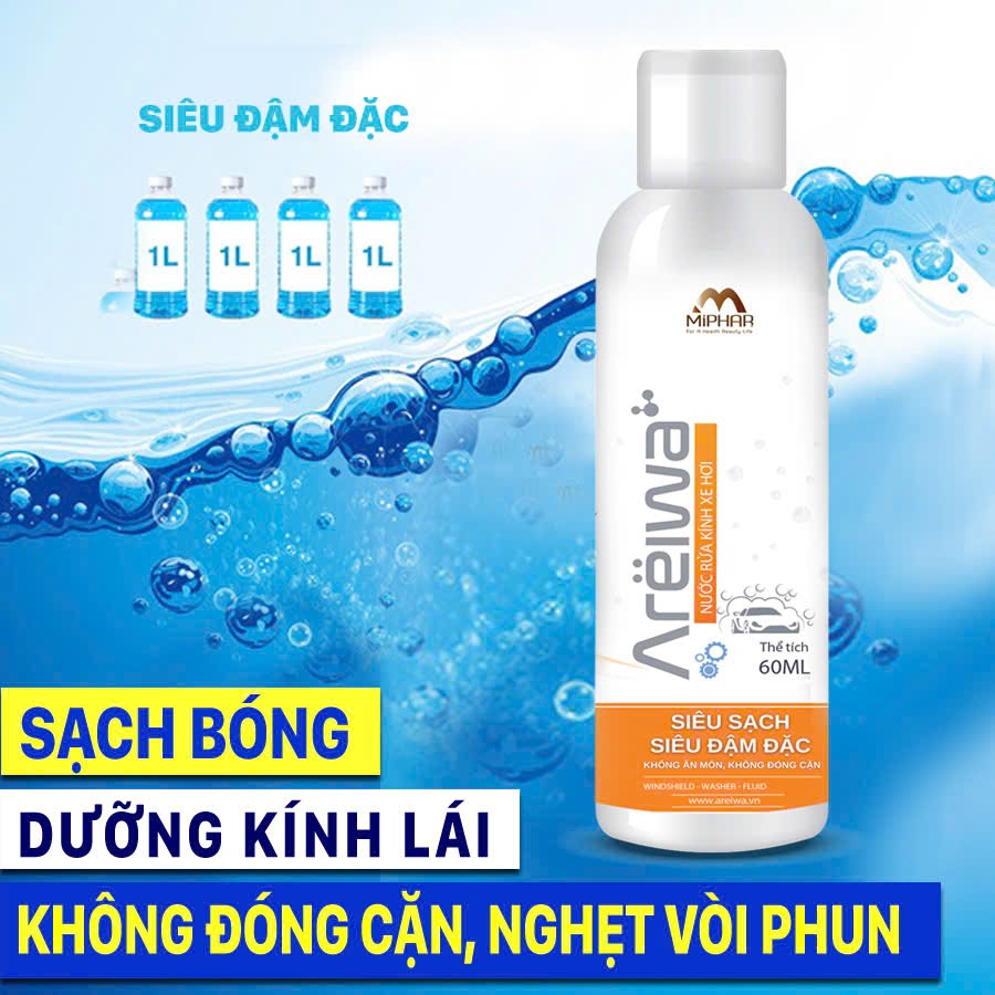 Nước rửa kính ô tô siêu đậm đặc Areiwa - pha loãng 4 lít nước - sạch bụi & dầu mỡ, tăng tuổi thọ mặt kính và cao su