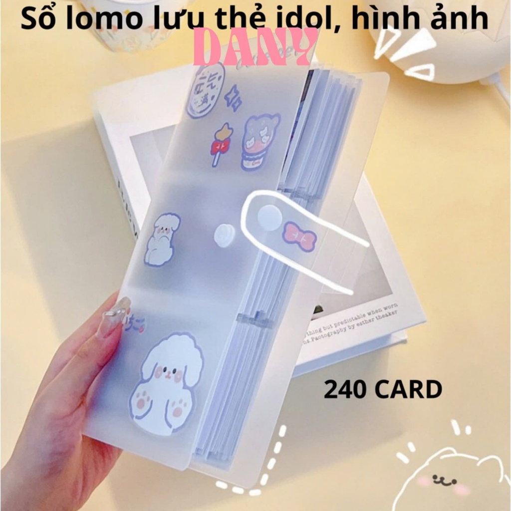 HC0016 DANY SỔ ĐỰNG LOMO CARD, TOPLOADER BẢO VỆ CARD ẢNH THẺ IDOL, ALBUM ẢNH CÓ NÚT CÀI 84-240 KHE (KHÔNG KÈM ẢNH)