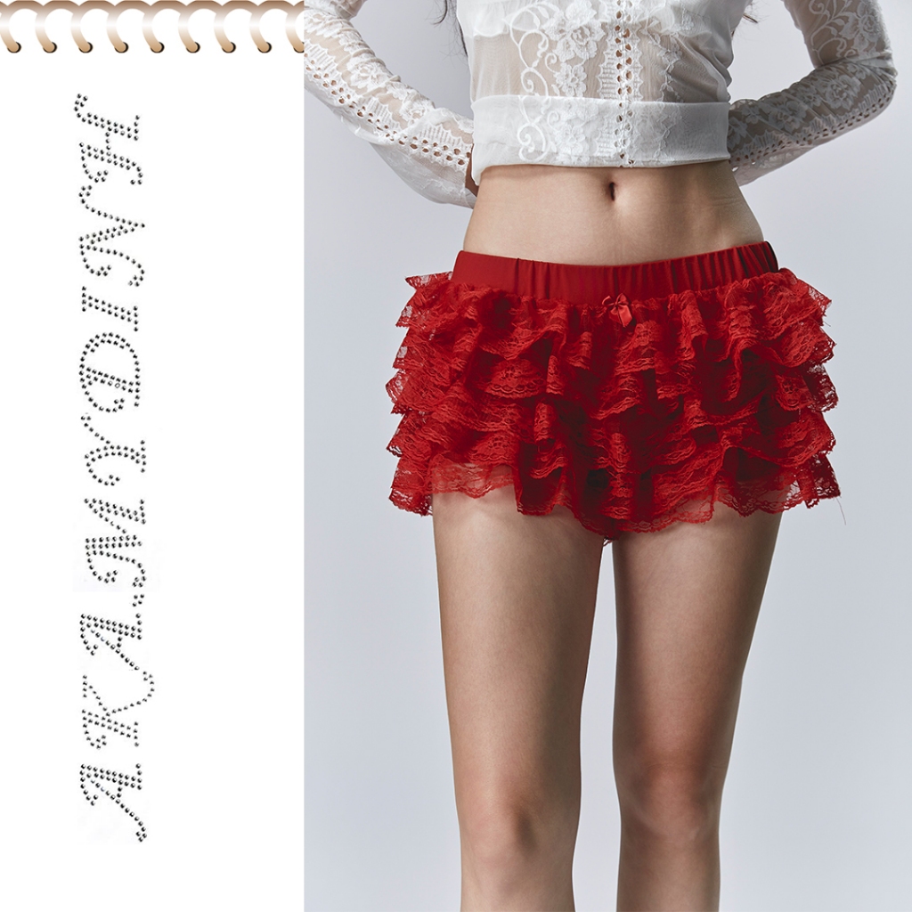 Tickety-boo shorts - Quần phối bèo ren đỏ AKA.MYDINH | Shopee Việt Nam
