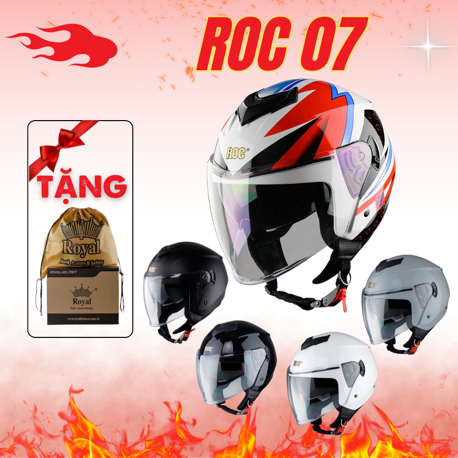Mũ Bảo Hiểm Roc 07 - 2 kính + tặng kèm túi chống xốc | Shopee Việt Nam