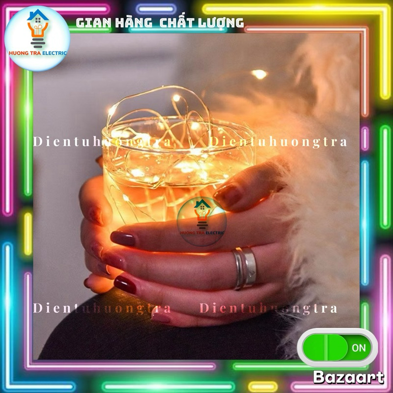 Đèn Led Đom Đóm dây đồng ánh sáng vàng cổ tích chiều dài 10 mét chống nước sử dụng Adapter trang trí ngoài trời