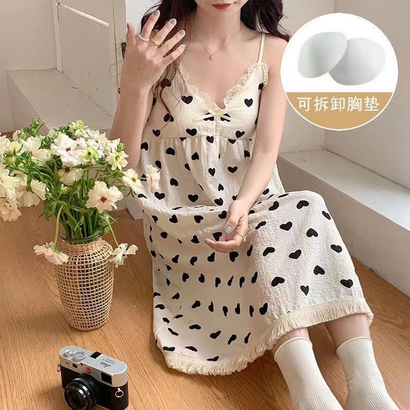 MEIQUIYI Đầm ngủ hai dây kèm đệm ngực in hình động vật dễ thương 6 mẫu lựa chọn