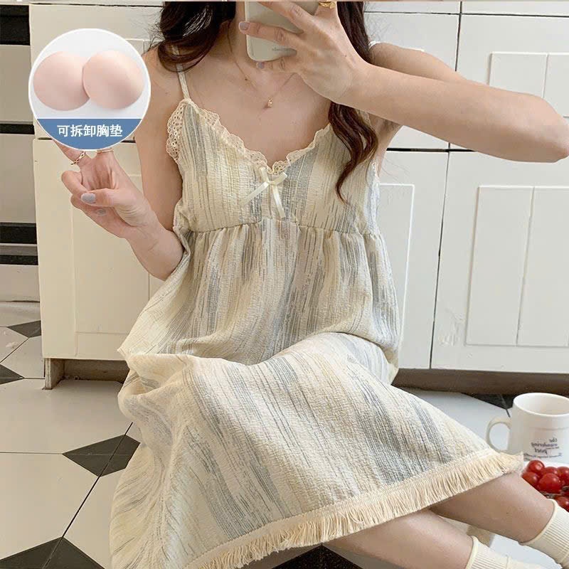 MEIQUIYI Đầm ngủ hai dây kèm đệm ngực in hình động vật dễ thương 6 mẫu lựa chọn