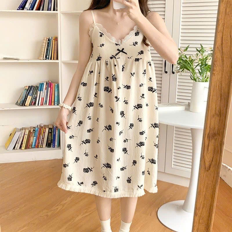 MEIQUIYI Đầm ngủ hai dây kèm đệm ngực in hình động vật dễ thương 6 mẫu lựa chọn