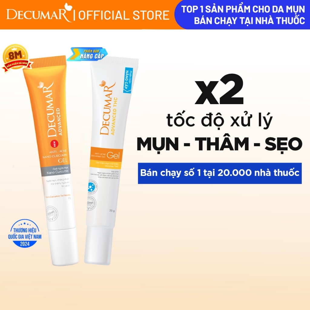 Set 2 gel mụn ngày - đêm Decumar 20gr hỗ trợ giảm mụn, mờ thâm sẹo ...