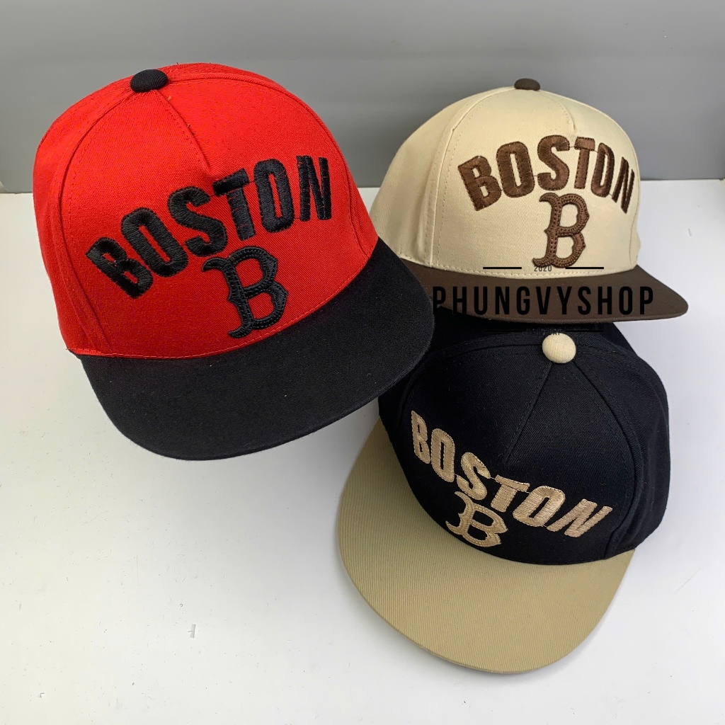 Bé 3-6 TUỔI/ Mũ lưỡi trai Snapback bé trai gái phungvyshop- Nón trẻ em / Kết trung HipHop BOSTON B Vá Màu /