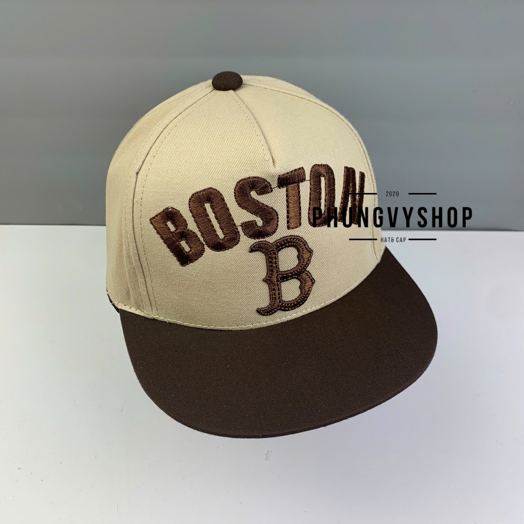 Bé 3-6 TUỔI/ Mũ lưỡi trai Snapback bé trai gái phungvyshop- Nón trẻ em / Kết trung HipHop BOSTON B Vá Màu /