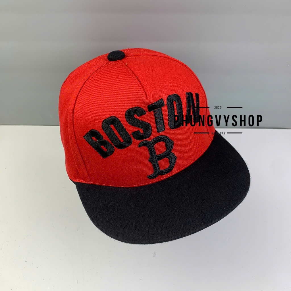 Bé 3-6 TUỔI/ Mũ lưỡi trai Snapback bé trai gái phungvyshop- Nón trẻ em / Kết trung HipHop BOSTON B Vá Màu /