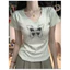 Áo Thun BabyTee Y2k Tay Ngắn In Hình Cổ Tim TUANLECLOTHING Basic Nữ Màu Xám