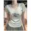 Áo Thun BabyTee Y2k Tay Ngắn In Hình Cổ Tim TUANLECLOTHING Basic Nữ Màu Xám