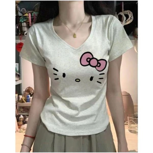 Áo Thun BabyTee Y2k Tay Ngắn In Hình Cổ Tim TUANLECLOTHING Basic Nữ Màu Xám